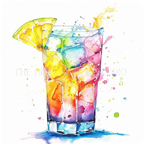 12 Watercolor Drinks Clipart PNGJPGPDF Digital Images Graphics