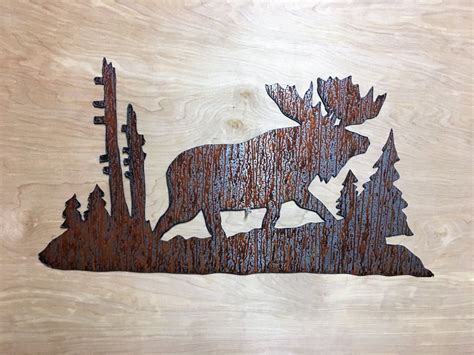 Moose Decoration Rustic Metal Wall Art Moose Artwork Mountain Home