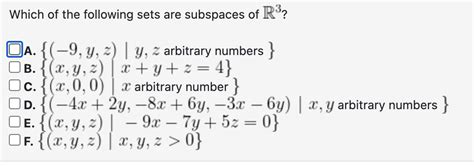 Solved Which Of The Following Sets Are Subspaces Of R3 A