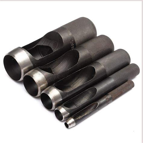 Round Hollow Punch Set Hand Tools Hole Punching Leather Gasket CARBON