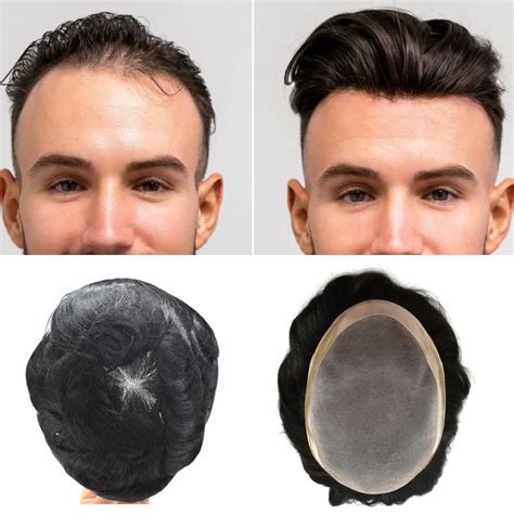 Buy Toupee For Men Durable Fine Mono Man Wigs Hair Replacement System 100 Human Hair Units