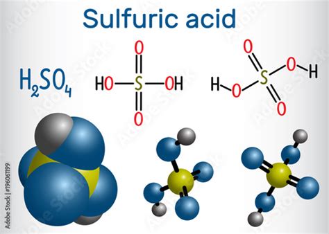 Sulfuric Acid Sulphuric H2SO4 Molecule It Is Strong Mineral Acid