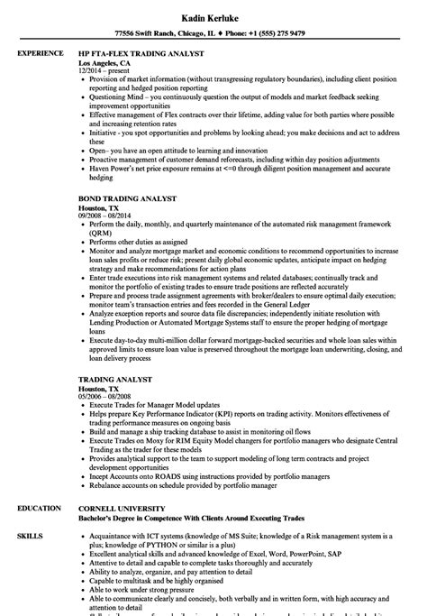 Trading Analyst Resume Samples Velvet Jobs