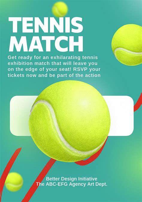 Tennis Poster Template Editable Text Premium Editable Template