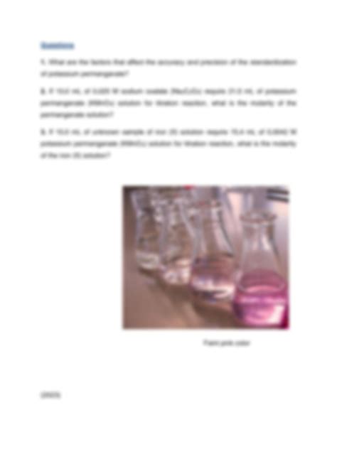 Solution Analytical Chemistry Lab Oxidation Reduction Titration