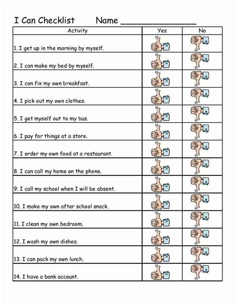 Life Skills Activities Worksheets