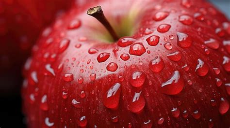 Photo Of Red Apple With Water Drops On It Premium AI Generated Image