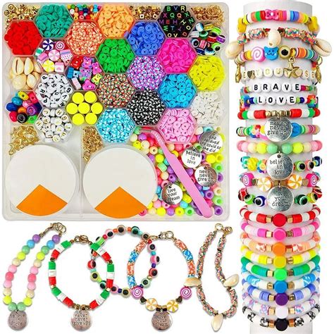 Style Carry Friendship Bracelet Maker Kit Flat Clay Beads Set Diy