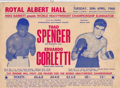 Thad Spencer Vs Eduardo Corletti Poster African Ring