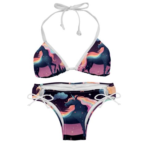 Starry Unicorn Women S Swimwear Bikini Set With Detachable Sponge And