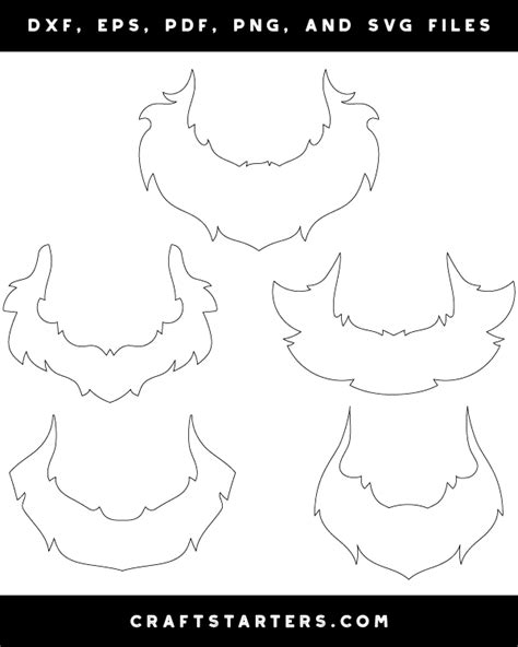 Leprechaun Beard Outline Patterns: DFX, EPS, PDF, PNG, and SVG Cut Files