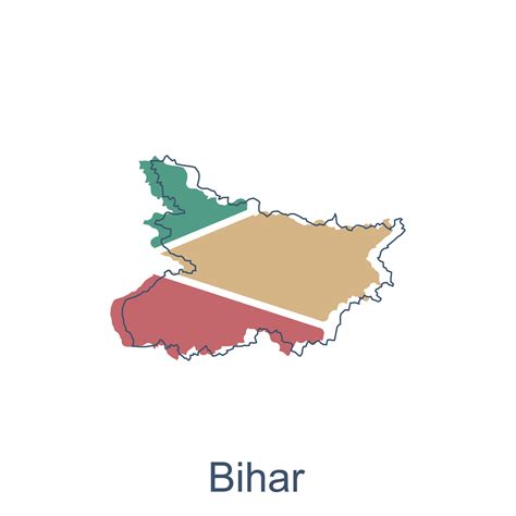 Map of Bihar illustration design with black outline on white background ...