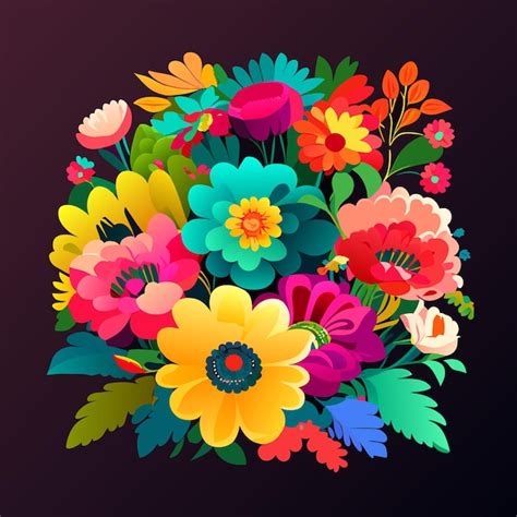 Premium Vector Beautiful Colorful Fresh Flowers Bouquet