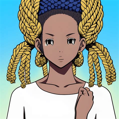 Afro Braids Anime Fighting Aesthetic Line Art · Creative Fabrica