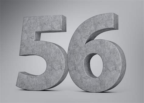 Premium Photo 3d Concrete Number Fifty Six 56 Digit Made Of Grey