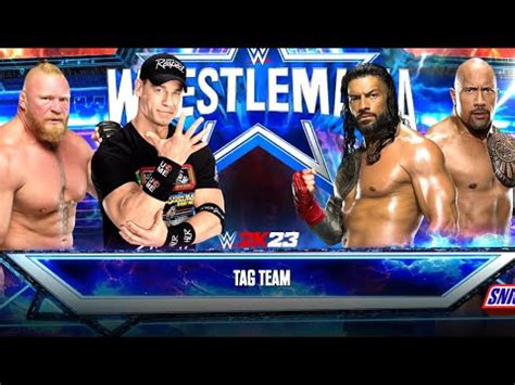 Wwe K Brock Lesnar John Cena Vs Roman Reigns The Rock Tag Team