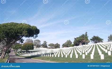 Tombstones on American Military National Memorial Cemetery, Graveyard in USA. Editorial Stock ...