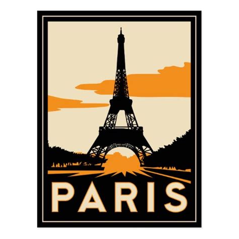 Paris Art Deco Retro Travel Poster Postcard Uk