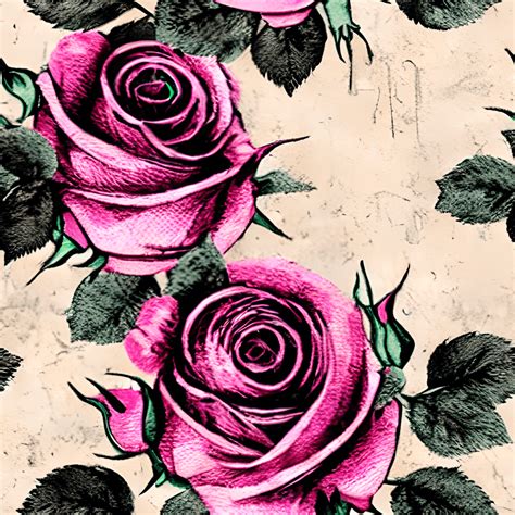 Torn Paper Pink Roses Vintage Distressed Junk Journal Background