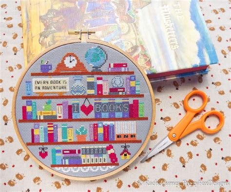 Book Lover S Shelf Bookshelf Cross Stitch Pattern Pdf Etsy Diy