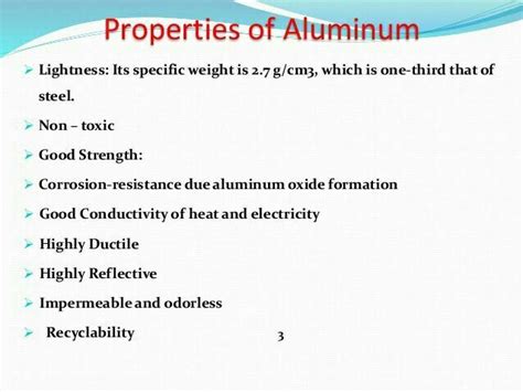 Aluminium properties and characteristics