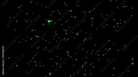 Futuristic snowfall overlay in green lighting, black background ...