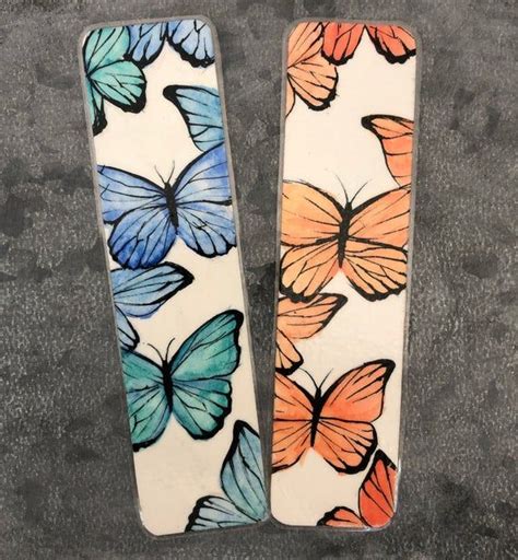 Hand Painted Bookmarks Butterflies Watercolor By Rane Etsy