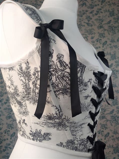 Th Century Toile De Jouy Corset Stays Light Renaissance Etsy