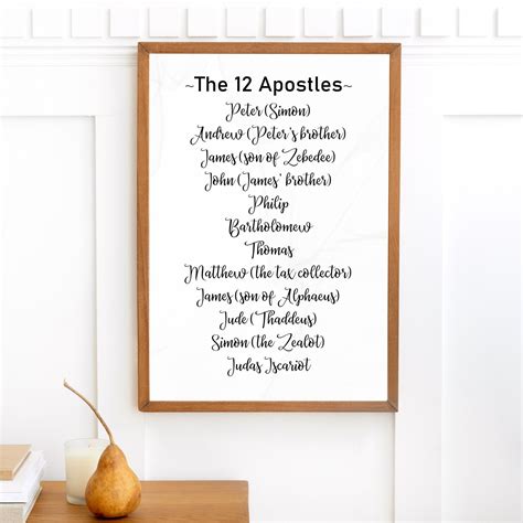 The 12 Apostles' Names. Religious Gift, Bible Verse Art PRINTABLE ...