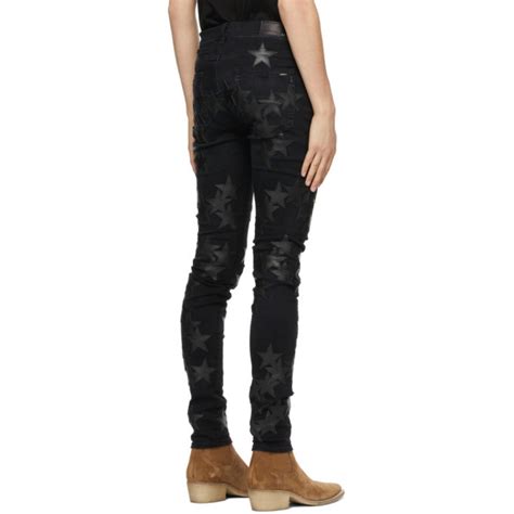 Amiri Black Chemist Leather Stars Jeans Amiri