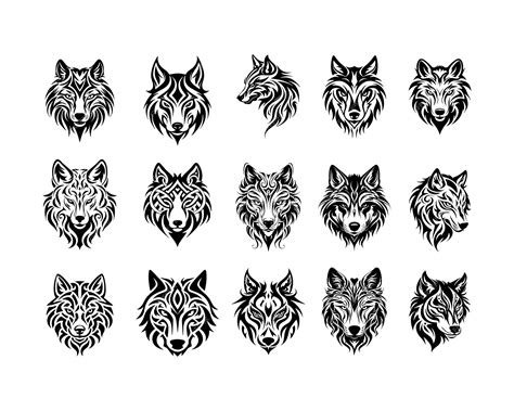 Premium Vector | Collection of wolf tattoo designs