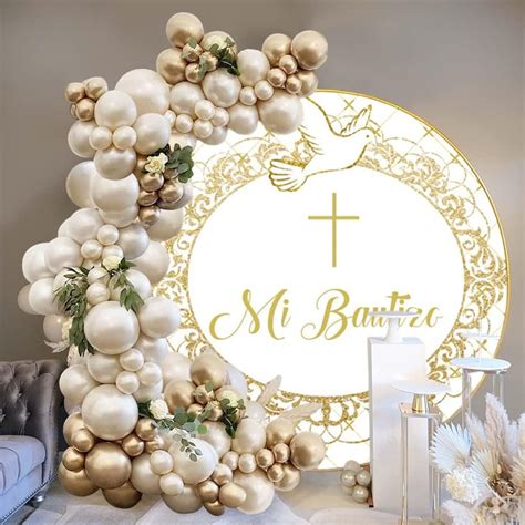 4X4Ft Mi Bautizo Round Backdrop First Communion Baptism Christening