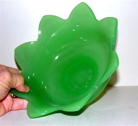 Vintage Pre Logo Fenton Jadeite Jade Lotus Bowl 1761700455