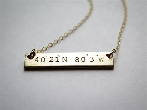 Coordinates THICK Gold Bar Necklace Double Sided With Custom - Etsy