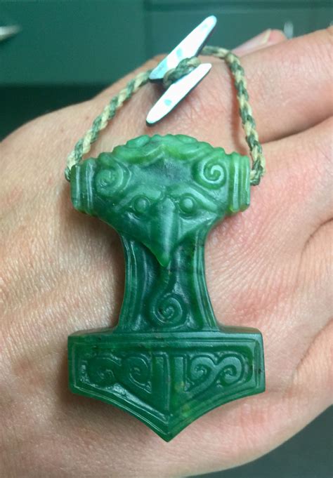 Nz Pounamu Thor S Hammer Commission Jade Carving Carving Retro Apron