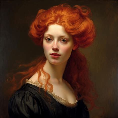 Une Peinture D Une Femme Aux Cheveux Rouges Et Une Robe Noire Avec Une