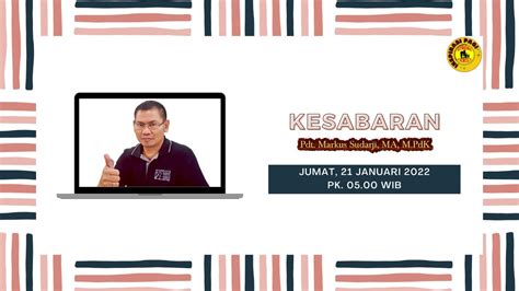 INSPIRASI KESABARAN PDT MARKUS SUDARJI M A M PDK YouTube