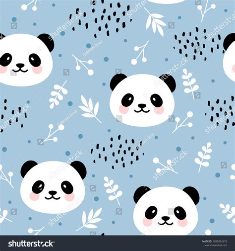 Cute Panda Seamless Pattern Hand Drawn Stock Vector (Royalty Free ...