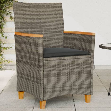 Gartenst Hle Mit Kissen Stk Grau Poly Rattan Massivholz