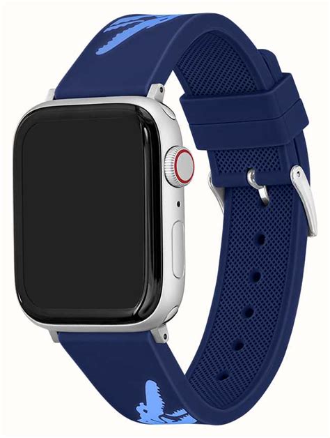 Lacoste Apple Watch Strap 42 44 45mm Blue And Light Blue Silicone