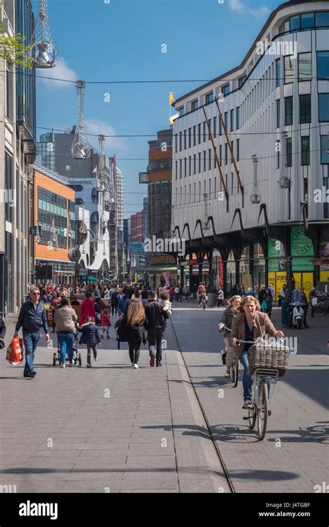 Modern Pedestrian Area In Den Haag The Hague City Centre The