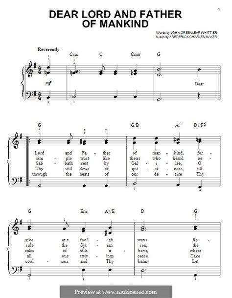 Dear Lord and Father of Mankind by F.C. Maker - sheet music on MusicaNeo