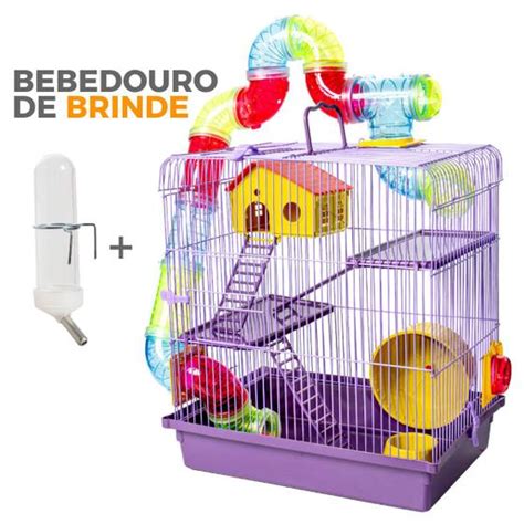 Gaiola Para Hamster Porquinho Casa Andares Tubo Luxo Lilas Jel