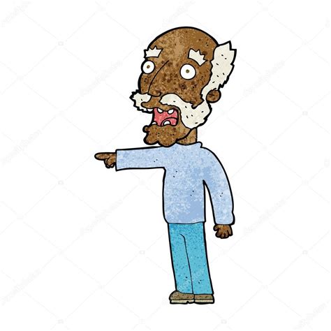 Cartoon scared old man pointing Stock Vector by ©lineartestpilot 47487051