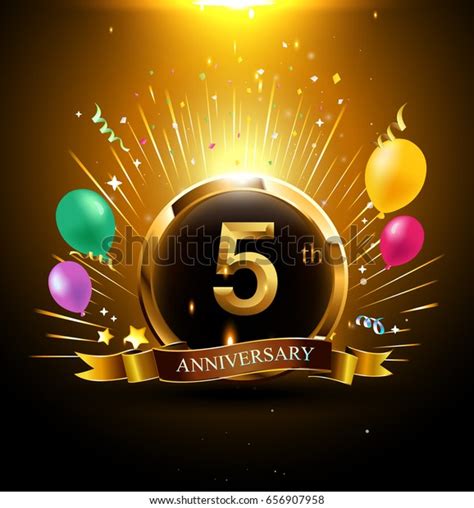 5 Years Golden Anniversary Logo Celebration Stock Vector Royalty Free