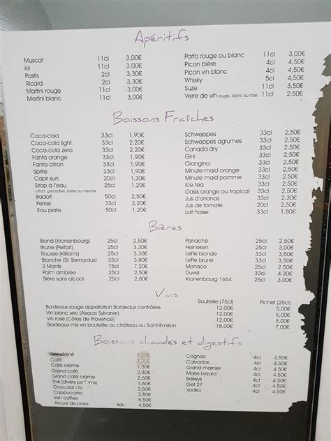 Menu Au La Friture Du Man Ge Restaurant Bray Dunes Rue Des Fleurs