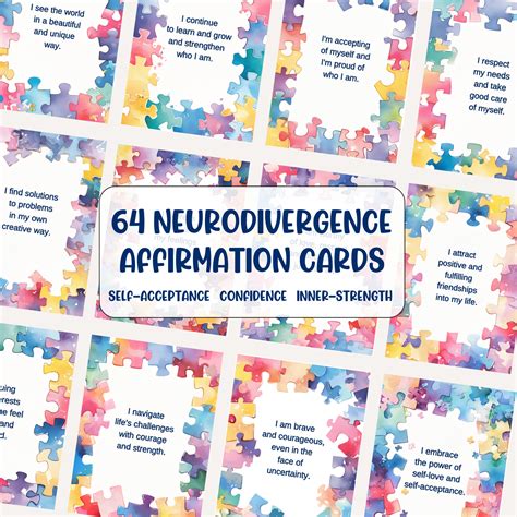 64 Neurodivergent Affirmation Cards Adhd Autism Neurodiversity Deck