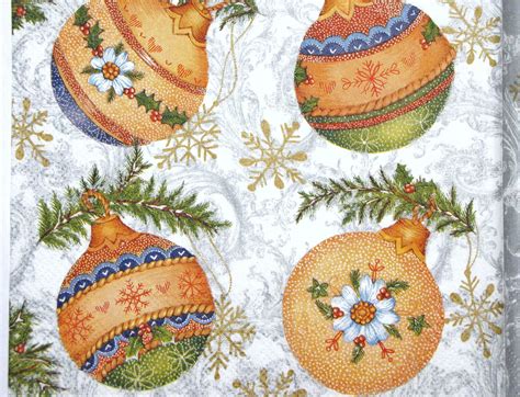 4 Decoupage Napkins Christmas Ornaments Christmas Balls Etsy