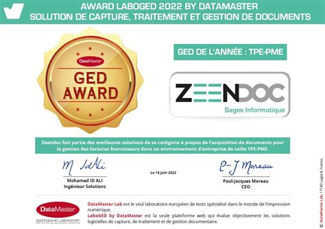 Zeendoc Re Oit Laward De Solution Ged De Lann E Pour Les Tpe Et Pme