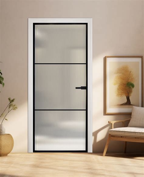 Slimline Pivot Glass Door Reeded Glass Door(PTBR17) | Ideal Barn Door